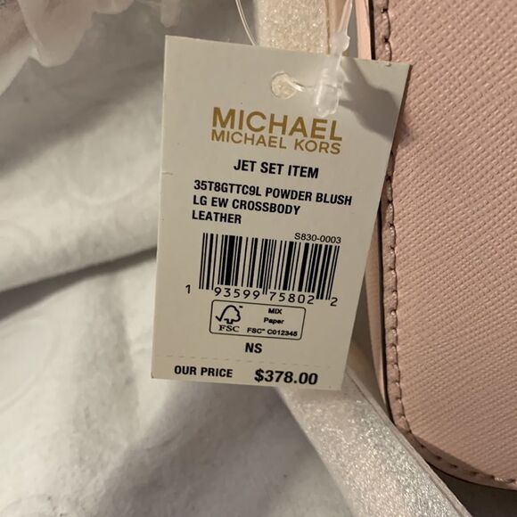 NWT Michael Kors Jet Set Large Saffiano Leather Crossbody Soft Pink Gold accents - Picture 2 of 5